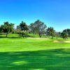 A view of a green guarded by bunkers at the Country Club of Rancho Bernardo.