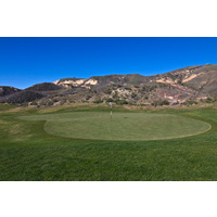 The green at the top of the hill is large on the first hole of the Sky Course at Lost Canyons Golf Club.